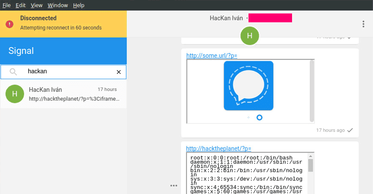 黑客公布Signal通讯软件中的代码注入攻击 - 作者:Sphinx-安全小百科