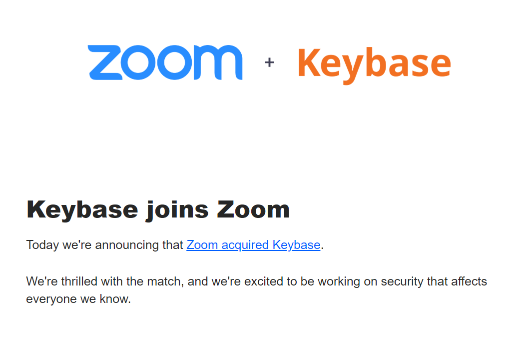 痛定思痛!Zoom重金收购安全初创公司Keybas,全力开发“端到端加密” - 作者:国际安全智库 痛定思痛!Zoom重金收购安全初创公司Keybas,全力开发“端到端加密” - 作者:国际安全智库