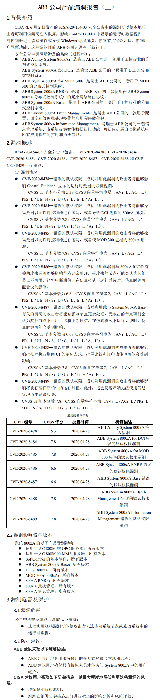 ABB公司产品漏洞报告4篇,15个漏洞为哪般? - 作者:北京天地和兴科技有限公司 ABB公司产品漏洞报告4篇,15个漏洞为哪般? - 作者:北京天地和兴科技有限公司