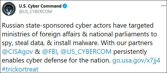 美国公布俄罗斯黑客用于攻击议会、大使馆的恶意软件信息 - 作者:Megannainai-安全小百科