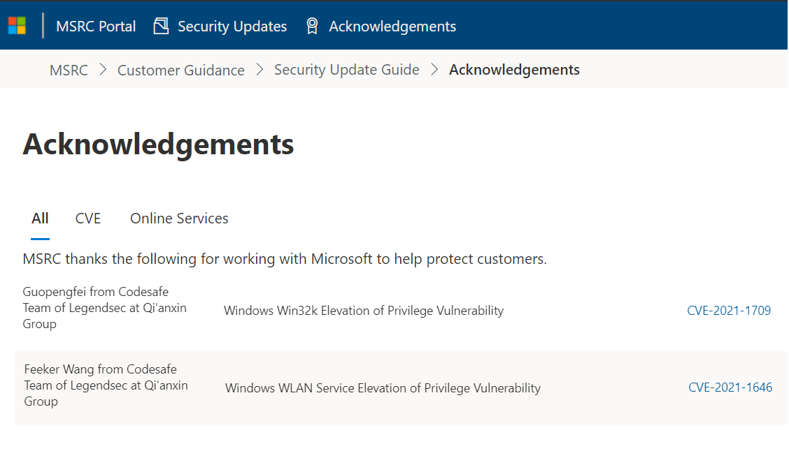 奇安信代码安全实验室帮助微软修复两个 “重要” 漏洞,获官方致谢 - 作者:奇安信代码卫士-安全小百科