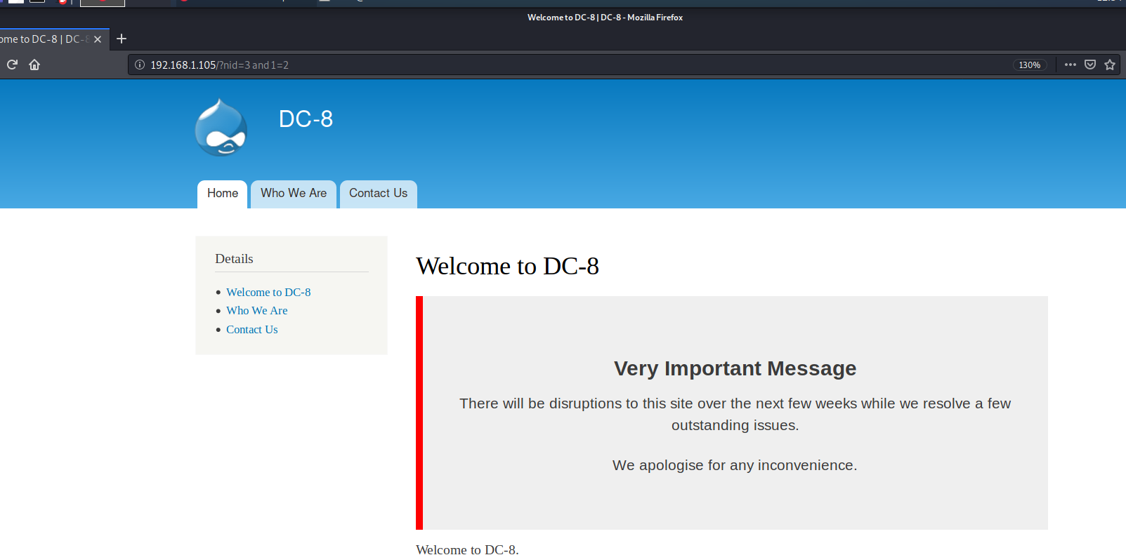 Vulnhub DC-8 - 作者:WAFmax Vulnhub DC-8 - 作者:WAFmax