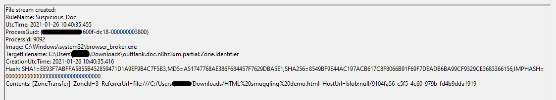 使用Sysmon和Zone.Identifier文件检测HTML走私攻击 - 作者:周大涛 使用Sysmon和Zone.Identifier文件检测HTML走私攻击 - 作者:周大涛