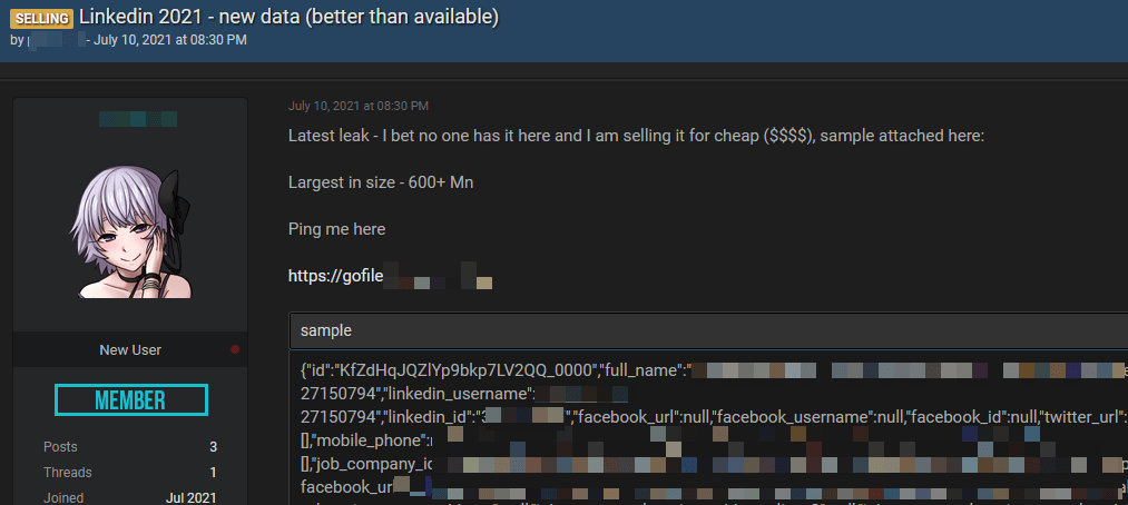 4个月里第3次!高达6亿份LinkedIn个人数据被出售 - 作者:中科天齐软件安全中心 4个月里第3次!高达6亿份LinkedIn个人数据被出售 - 作者:中科天齐软件安全中心